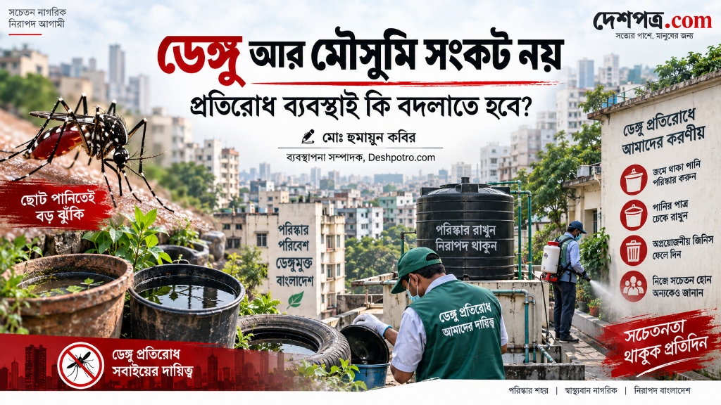 ডেঙ্গু প্রতিরোধে লার্ভিসাইডিংয়ে আধুনিক জৈব বালাইনাশক ব্যাসিলাস থুরিনজিয়েনসিস (বিটিআই) প্রয়োগ
