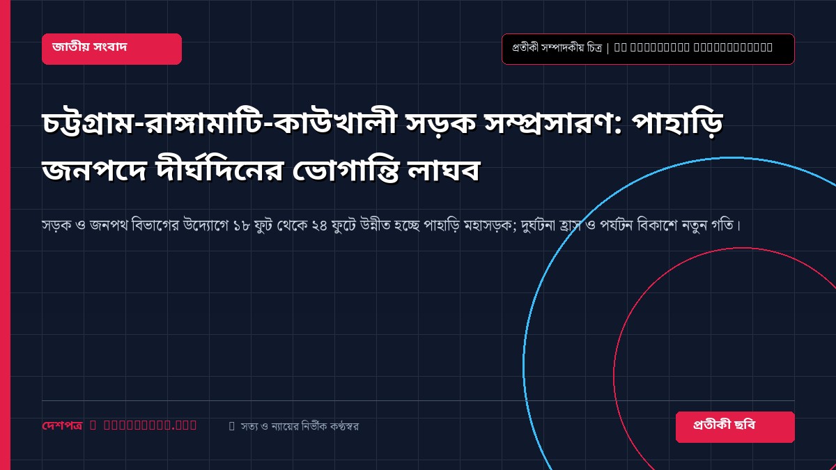 চট্টগ্রাম-রাঙ্গামাটি-কাউখালী সড়ক সম্প্রসারণ: পাহাড়ি জনপদে দীর্ঘদিনের ভোগান্তি লাঘব